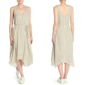 Splendid Tie Waist striped cream midi dress size small